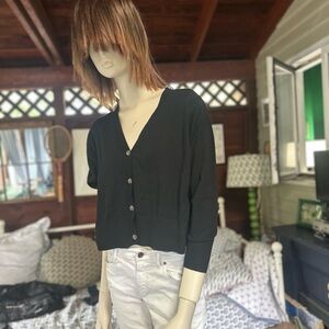 Black Button-Up Women's Sweater